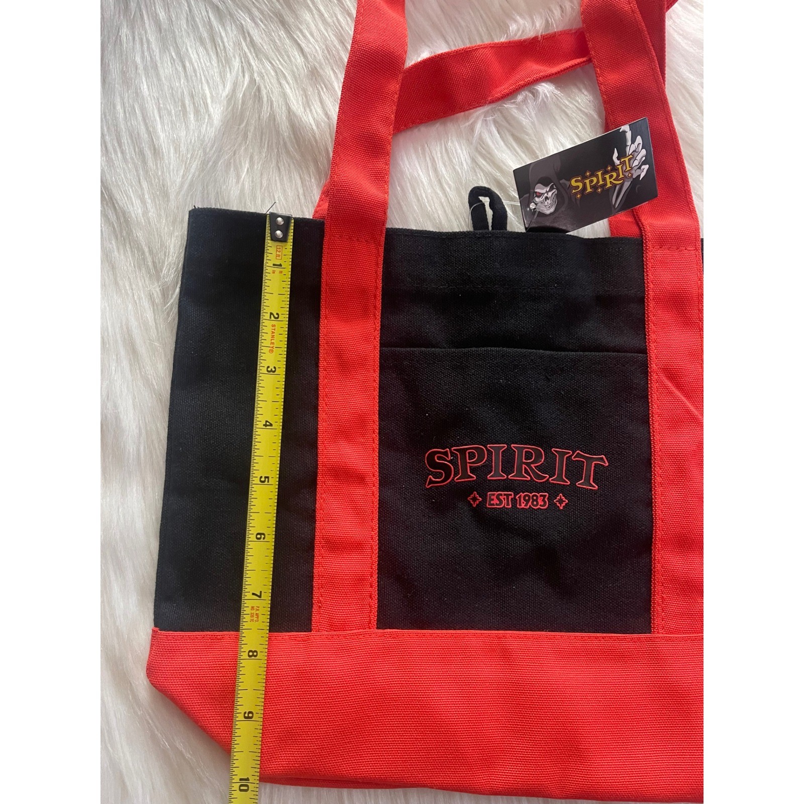 Spirit Halloween Black And Orange Canvas Mini Tote ~ New