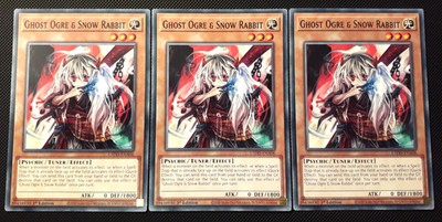 Yu-Gi-Oh! 3x Ghost Ogre & Snow Rabbit, L5DD-ENA06, Common, 1. Ed., Englisch, NM
