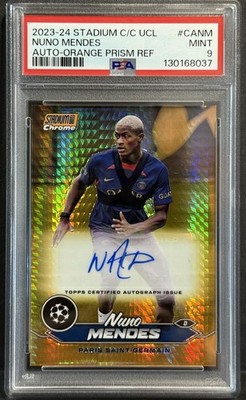2023-24 Topps Chrome Stadium UCC PSG Nuno Mendes Auto Gold Prism
