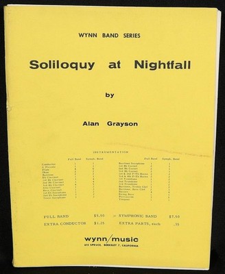 Soliloquy At Nightfall Sheet Music Score by Alan Grayson Wynn Band Series