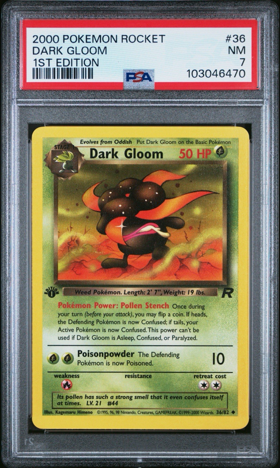 Dark Gloom 36/82 Team Rocket Regular PSA 7