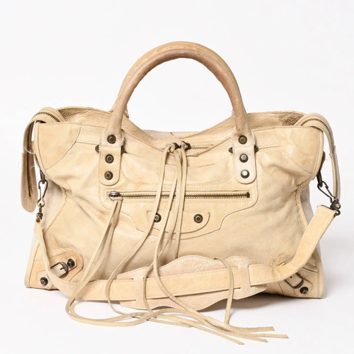 BALENCIAGA The City 115748 2WAY Leather Handbag Shoulder Bag Beige Used Y2K
