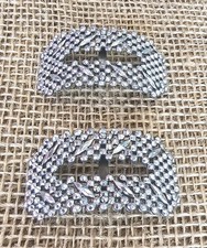 Antique Ladies Victorian Edwardian Cut Steel Shoe Buckles Silver Tone 2"