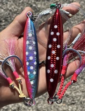 300 400g BLUEFIN TUNA Bomb JIGS - Red  Jig Eddie Bomb  Heavy Fully Rigged  Link