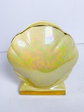 Vintage Sadler Lustre “June” Clamshell Scallop Mantle Cream Vase Art Deco | 7"