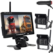 Digital Wireless Dual Rear View Backup Camera 7" Monitor for Truck Trailer RV