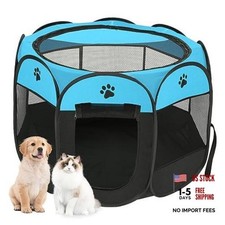 Pet Cat Playpen for Indoor Cats Enclosed, Portable S 28"  28"  18" Blue