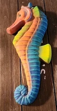 Sea Horse Tropical Wall Plaque Nautical Sea life Decor Neon Colors  13.5" 