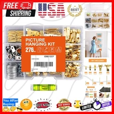 276pcs Picture Hanging Kit, Picture Hangers, Heavy Duty Frame Hooks Assortmen...