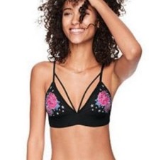 NWT Vintage VICTORIA'S SECRET PINK Embroidered Lace Triangle Bralette Rose s