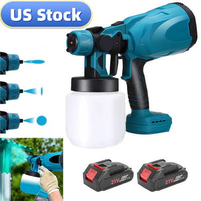 #ad High Pressure Cordless Paint Sprayer With 2 Batteries Electric HVLP Spray Gun US $38.99