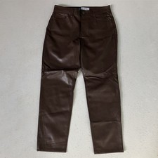 Old Navy 10 Brown Faux Leather High Rise OG Straight Womens Pants