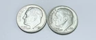 1960 Roosevelt Dimes, 90% Silver Lot Of 2 Circulated Coins Free Shipping #8710