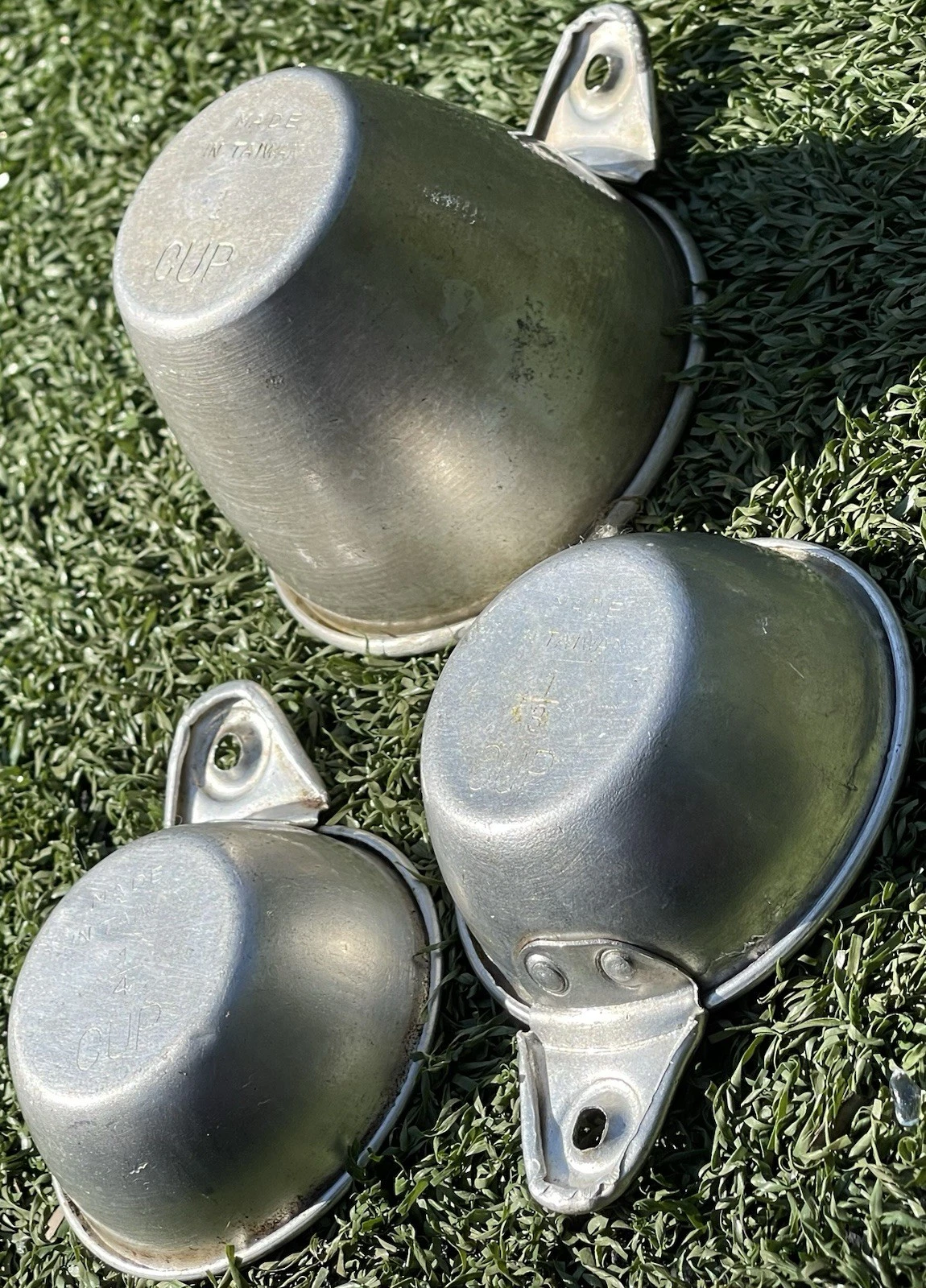 Vintage Aluminum Measuring Cups Set 1 Cup 1/3 1/4
