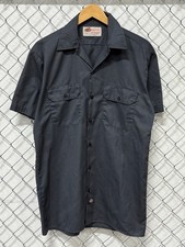 Dickies Grey Short Sleeve Button Up Workwear Shirt Size Medium