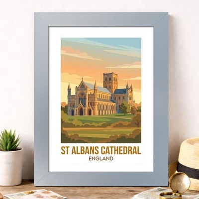 St Albans Cathedral, England Travel Poster Giclee Art Print 287-2