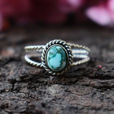 925 Silver Turquoise Ring, Dainty Women s Bohemian Jewelry luxury Gift For Woman
