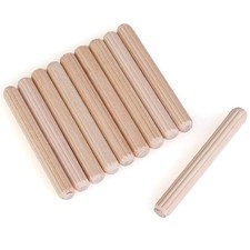 200 PCS 1/4 x 2 M6x50 Wooden Dowel Pins, Hardwood, Fluted, Beveled, Craft