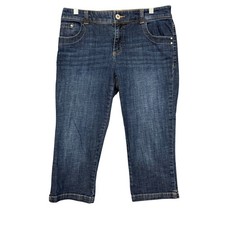 Chicos Platinum Denim Capri Jeans 1 Womens 8 Blue Stretch Cropped Casual Comfort