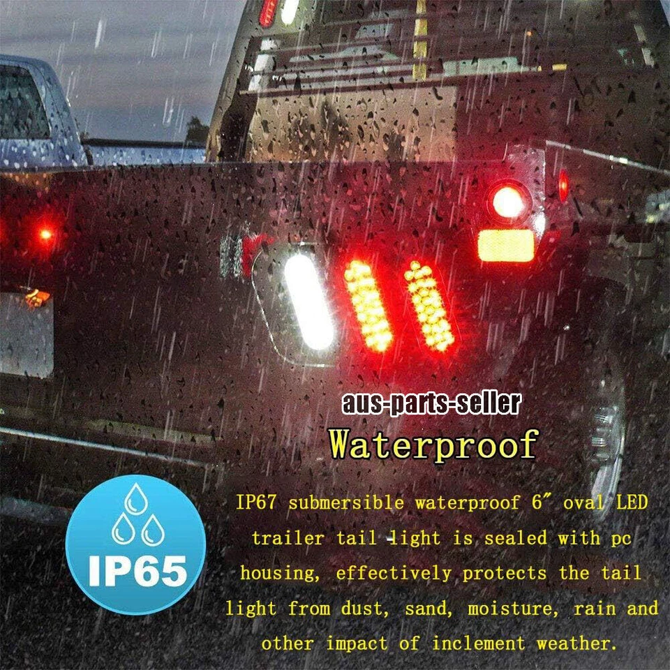 2pcs 6" Red Oval 22 LED Stop/Turn/Tail Brake Truck Trailer Light Sealed Lights Foto 4 de 4