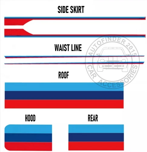 Graphics Tricolor Racing Stripe Car Sticker For BMW M4 M3 M5 M Performance Decal - Picture 6 of 12