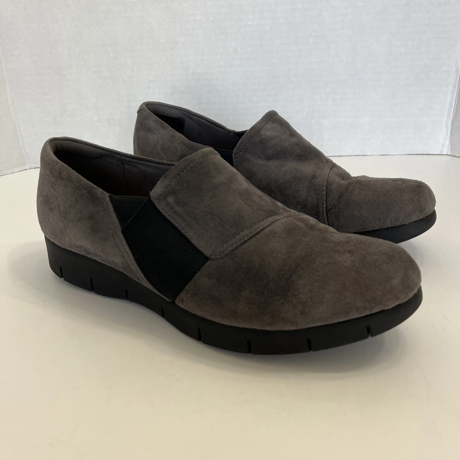Scarpe mocassino Clarks Artisan grigio scamosciato Daelyn Monarch comode taglia 8 M