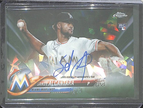Sandy Alcantara [Green] #AC-SA 2018 Topps Chrome Sapphire Rookie Autographs card
