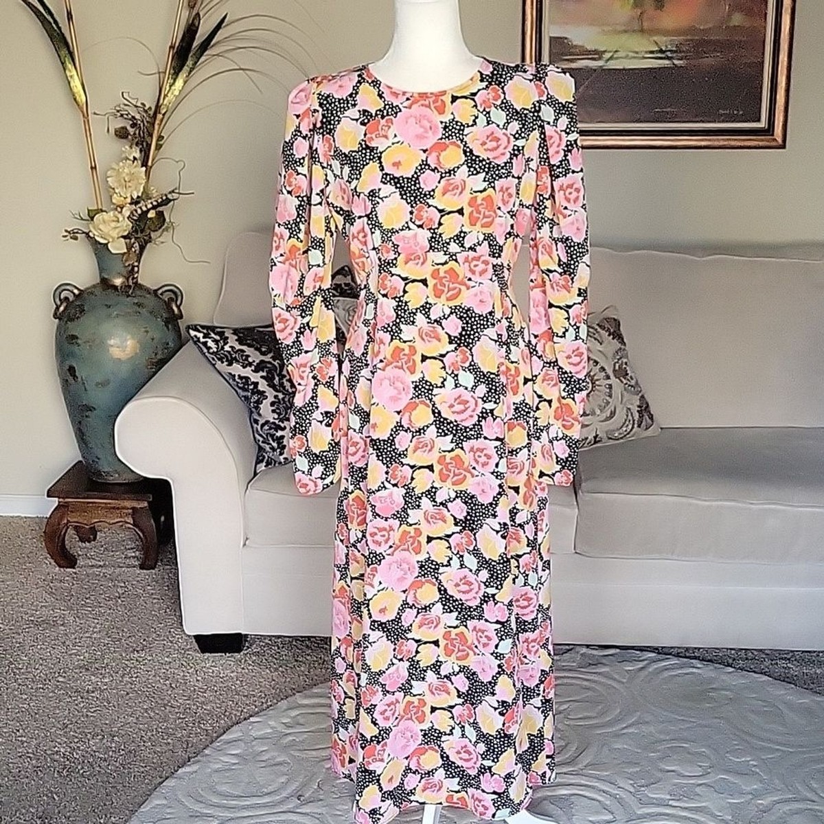 Topshop Women's Floral Open Back Midi Dress Size 10 | eBay