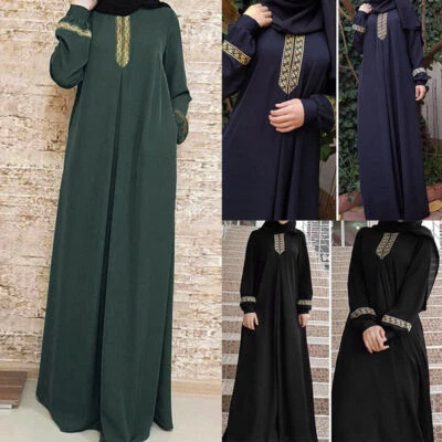 Frauen Übergröße Druck Abaya Jilbab Muslim Maxikleid Leger Kaftan Langes KleidTK - Bild 1 von 4