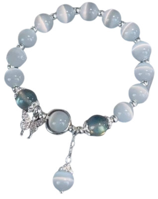Elegantes Bettelarmband mit grauem Mondstein Schmetterling: Handmade with Love 139