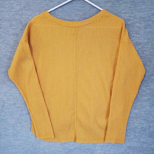 Art Class Sweater Womens XL Yellow Knit V neck Pullover - Picture 5 of 6