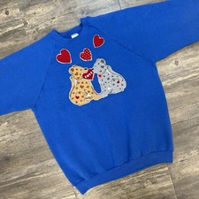 Vintage Fruit Of The Loom Sweatshirt Made In USA Women Size Large Dogs Hearts 85