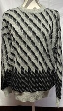 Vintage Expressions Limited Edition Sweater Mens Large Geometric Black Gray