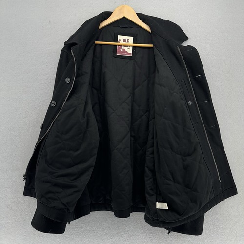 2006 Old Navy Zip Button Black Pea Coat Wool Blend Mens 2XL Baggy Y2K Preppy - Picture 3 of 13