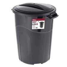 32 GALLON HEAVY DUTY PLASTIC GARBAGE CAN Secure Lid Sturdy Indoor/Outdoor Black