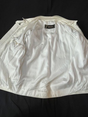 Versace 100% LEATHER Blouson White Half Medusa MADE IN ITALY From Japan y4038 - Picture 5 of 10