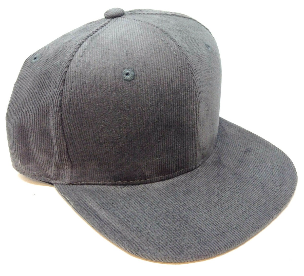 BLANK CORDUROY SNAPBACK HAT CAP FLAT BILL ADJUSTABLE PLAIN SOLID RETRO  CASUAL