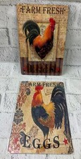 Farm Fresh Eggs Tin Signs Bar Restaurant 12x16in Kitchen Country Home 2pc