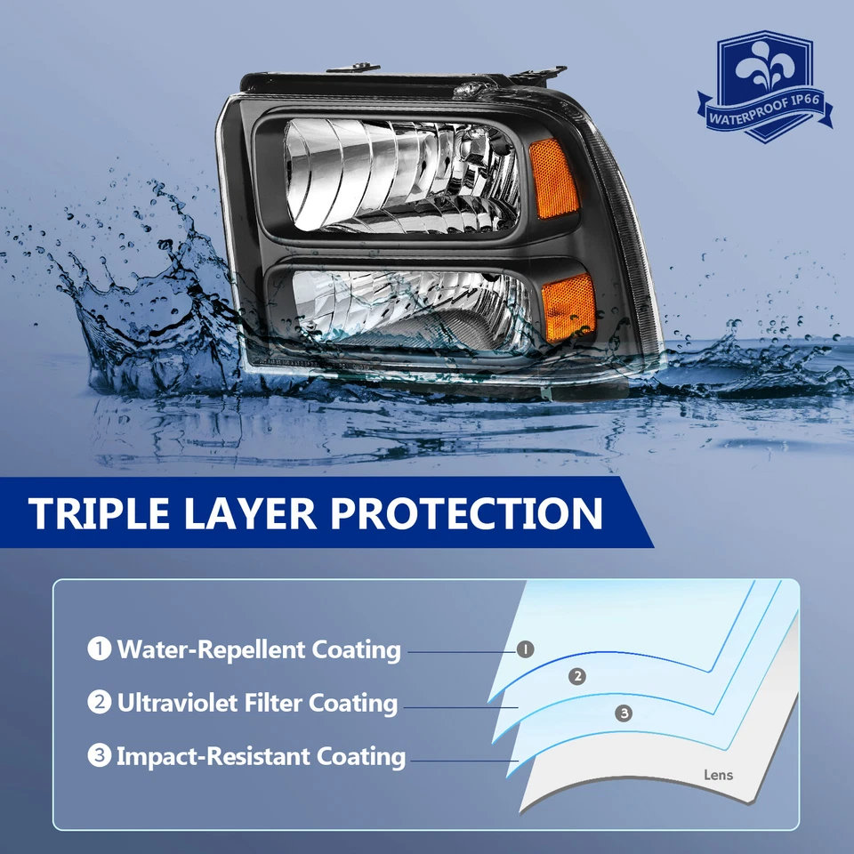 Headlights For Ford F250 F350 F450 Super Duty 2005-2007 Headlamp Assembly Pair - Image 4 of 4