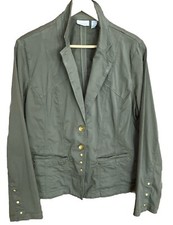 Chicos olive green gold button detailing jacket