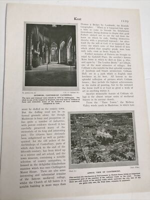 Kent 1924: Innenraum Canterbury Kathedrale Ariel Ansicht normannische Treppe Original