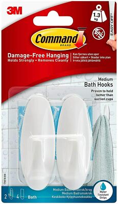 3M Command wasserdicht mittlere Badehaken 2er-Pack Haken mit 4 Streifen 