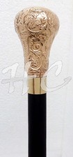 Nautical Vintage Style Designer Brass Handle Black Wooden Walking Stick Cane New