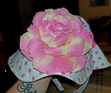Fancy That Hat, Cute pink and white sunhat with flower attached 0-12 months