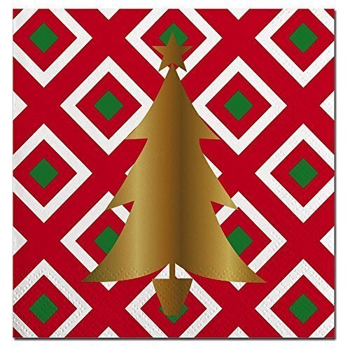 Red Green Gold Foil Christmas Trees Beverage Napkins - 第 1/1 張圖片