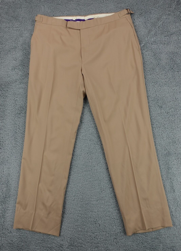 Ralph Lauren Purple Label Pants Mens 36x30 Beige Wool Adjustable Waist Italy