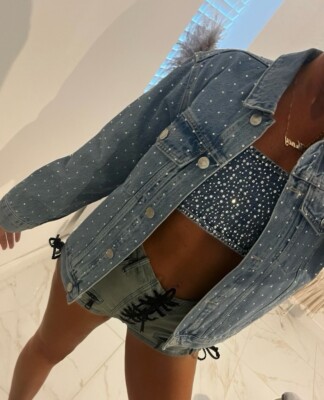 Crop Jean Jacket Outfits Summer Zara Rhinestone Denim Jacket