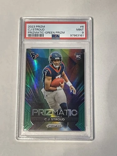 2023 Panini Prizm Prizmatic Green Ice Prizm #6 CJ Stroud Rookie RC PSA 9 MINT