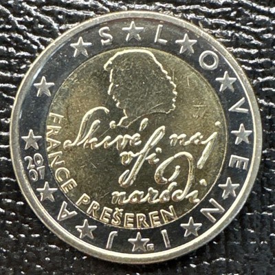 Slovenia 2007-FI Bimetallic 2 Euros. France Prešeren. UNC BU. KM# 75