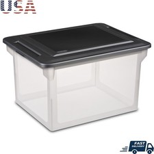 Clear File Storage Box W/ Snap Lid Document Organization  Clutter Control New